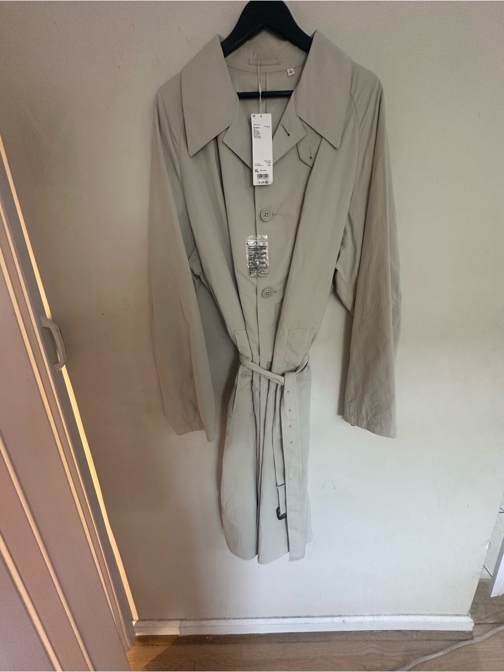 Uniqlo Light Gray Belted Trench Coat